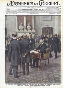 O fruto da vitória militar italiana, a assinatura da paz com a Áustria, no Castelo de Saint-Germain