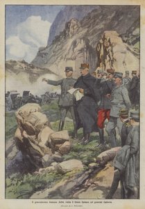 O general francês Joffre visita a frente italiana com o General Cadorna