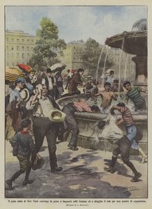 O grande calor de Nova York obriga as pessoas a se banharem nas fontes e fugirem do sol