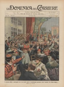 O momento político, montenegrinos protestando contra um pequeno teatro em Constantinopla de Achille Beltrame