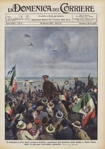 A chegada triunfante dos aviadores italianos, liderados pelo ministro Ítalo Balbo, no Porto Natal