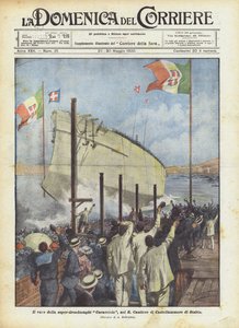 O lançamento do super-dreadnought Caracciolo, no R Cantiere di Castellammare di Stabia