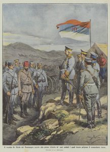 O velho rei Nicolau de Montenegro assiste a primeira vitória de seus soldados que fez