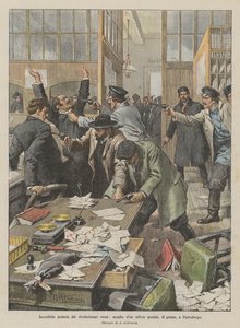 Incrível audácia dos revolucionários russos, assalto de uma agência postal, de dia, em Petersburg