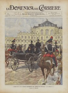 Chegada da Rainha Margherita no Castelo de Stupinigi em 25 de junho de Achille Beltrame