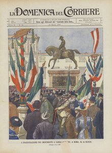A inauguração do Monumento a Carlo Alberto, em Roma, 14 de março
