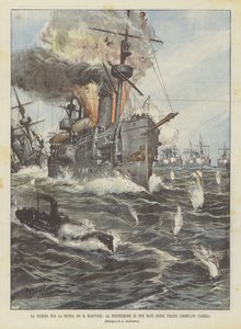 A guerra entre a Rússia e o Japão, a destruição de dois navios russos em Chemulp (Coréia)