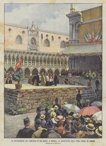 A Reconstrução do Campanile di San Marco, em Veneza, A Bênção da Primeira Pedra (25 de abril)