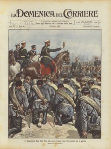 A bênção dada pelo Czar às novas tropas russas que partem para a guerra