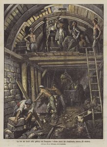 O fim das obras do túnel Simplon, a última pedra do revestimento interno (18 de outubro) de Achille Beltrame