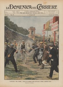 O final do Tour da Itália, a chegada de campeões de ciclistas na Arena de Milão, no último domingo