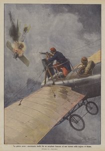 A guerra aérea, um duelo emocionante entre um avião francês e alemão na região de Reims