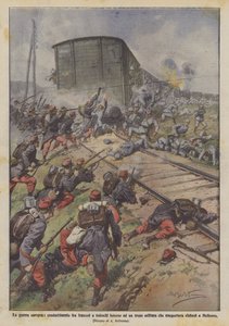 A guerra europeia, lutando entre os franceses e os alemães em torno de um trem militar que