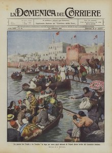 A guerra entre a Itália ea Turquia, a fuga pelo mar dos habitantes de Trípoli, a convite do