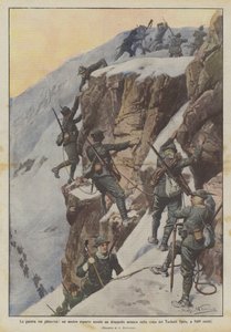 A guerra contra as geleiras, uma das nossas alas assalto um esquadrão inimigo no topo do Tuckett Spitz, a 3469 metros