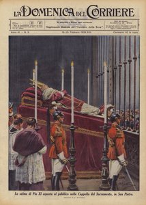 O corpo de Pio XI exposto ao público na Capela do Sacramento, em São Pedro