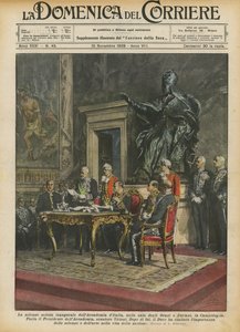 A solene sessão de abertura da Academia Italiana, na Sala deigli Ora e Curiazi, em Campidoglio de Achille Beltrame