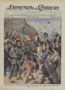 Lardore para a guerra, a partida do 50º Regimento de Turim para Trípoli aumenta o entusiasmo