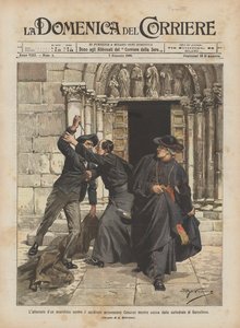 Um anarquista demitido feriu-se contra o cardeal Dom Casanas ao deixar a catedral de Barcelona