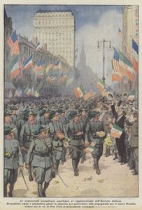 O movimento americano bem-vindo aos representantes do exército italiano
