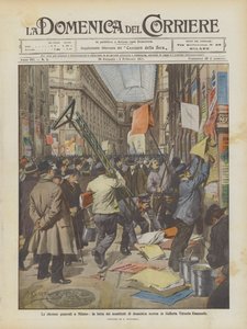 As eleições gerais em Milão, a luta dos cartazes no domingo na Galleria Vittorio Emanuele