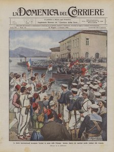 As frotas internacionais ocupam Scutari em nome dos Poderes, uma aterrissagem festiva dos marinheiros também