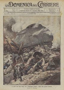 As novas armas dos Aliados, um dreadnought terrestre inglês nas posições alemãs
