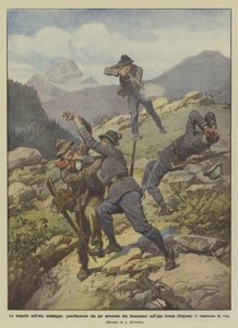 As tragédias na alta montanha, guarda de caça que prender dois caçadores furtivos nos Alpes de Setsch