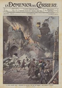 As vitórias alemãs contra os monumentos, a destruição das torres dos templários e a catedral de Nieuport