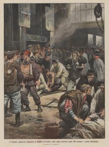 Catástrofe de mineração Limmane de Radbod (Westphalia) em que quase 400 pessoas morreram, os primeiros resgates