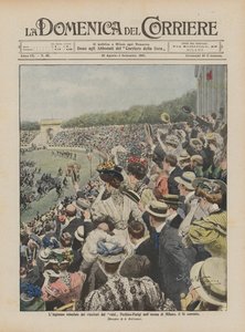 A entrada triunfal dos vencedores do ataque Pequim-Paris na Arena de Milão, o atual 16º