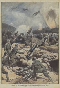 Lense fogo dos bombardeios antes dos ataques vitoriosos de 11 de outubro, no Karst de Achille Beltrame
