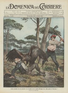 Uma luta feroz entre um pescador e uma águia que de repente o atacou no pinhal de Ravenna