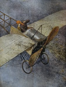 O avião de Mauvaise cai após ser atingido por enxames de gafanhotos, perto de Madrid, Espanha, ilustração de Achille Beltrame de La Domenica del Corriere, 3 de junho de Achille Beltrame