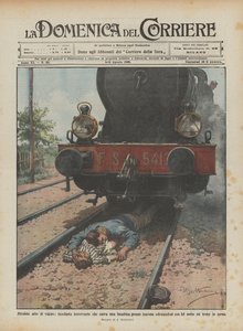 Mirabile ato de valor, foguista que salva uma criança em Ancona deitada com de Achille Beltrame