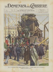 No 54º aniversário dos cinco dias de Milão, os veteranos trazem flores para o monumento