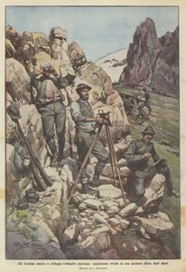 Em Trentino, enquanto a ofensiva austríaca se desenvolve, os sinais ópticos de uma posição defendida pelos Alpini