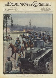 Por ocasião do aniversário de Vittorio Emanuele III, o Duce reviu as Forças Armadas de Roma