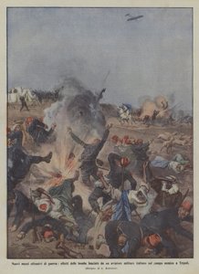 Novos meios ofensivos de guerra, efeitos de bombas lançadas por um aviador militar italiano