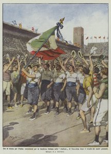 Letizia italiana para o italiano, entusiasmo pela bandeira italiana no estádio Stoccolma dopo