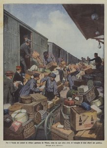 Para o Natal dos soldados na África, a partir de Milão, como qualquer outra cidade, de avalanches de Achille Beltrame
