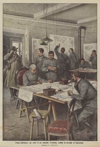 Antes da ação, os escritórios de um comando darmata, durante a preparação de uma operação