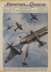 Acrobacias de aviadores italianos no céu da Espanha