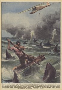 Deixado sozinho no mar, fora da costa americana, depois do naufrágio de um navio de Achille Beltrame