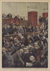 Cenas indecorosa na Câmara dos Deputados para o obstrucionismo da extrema esquerda, lon de Achille Beltrame
