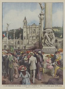 Na ponte monumental no último domingo à tarde na exposição de Turim, que foi visitada
