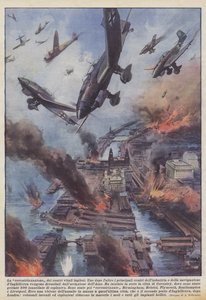 A coventrização dos centros vitais ingleses (litografia a cores) de Achille Beltrame