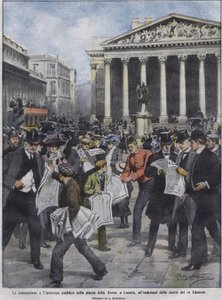 No dia seguinte à morte do rei Eduardo VII, no dia seguinte à morte do rei Eduardo VII. Ilustração de Achille Beltrame. Maio de 1910. de Achille Beltrame