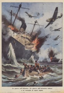 A guerra no Atlântico (litografia a cores) de Achille Beltrame