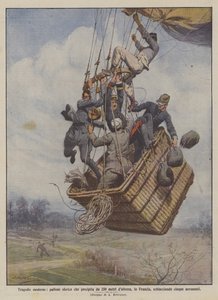 Tragédias modernas, um balão esférico que cai a 250 metros de altura, na França, esmagando cinco aeronautas